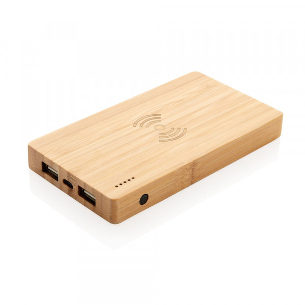 Bamboe 4.000 mAh powerbank met 5W draadloze oplader